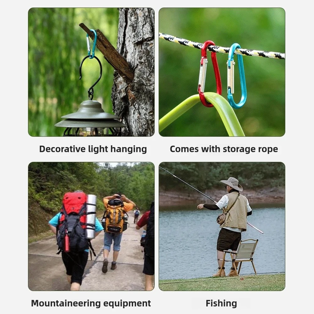 20Pcs Portable Aluminum Key Chain Multicolor Gourd-shaped Hook Buckle Outdoor Hiking Quickdraw Carabiner Climbing Accessories