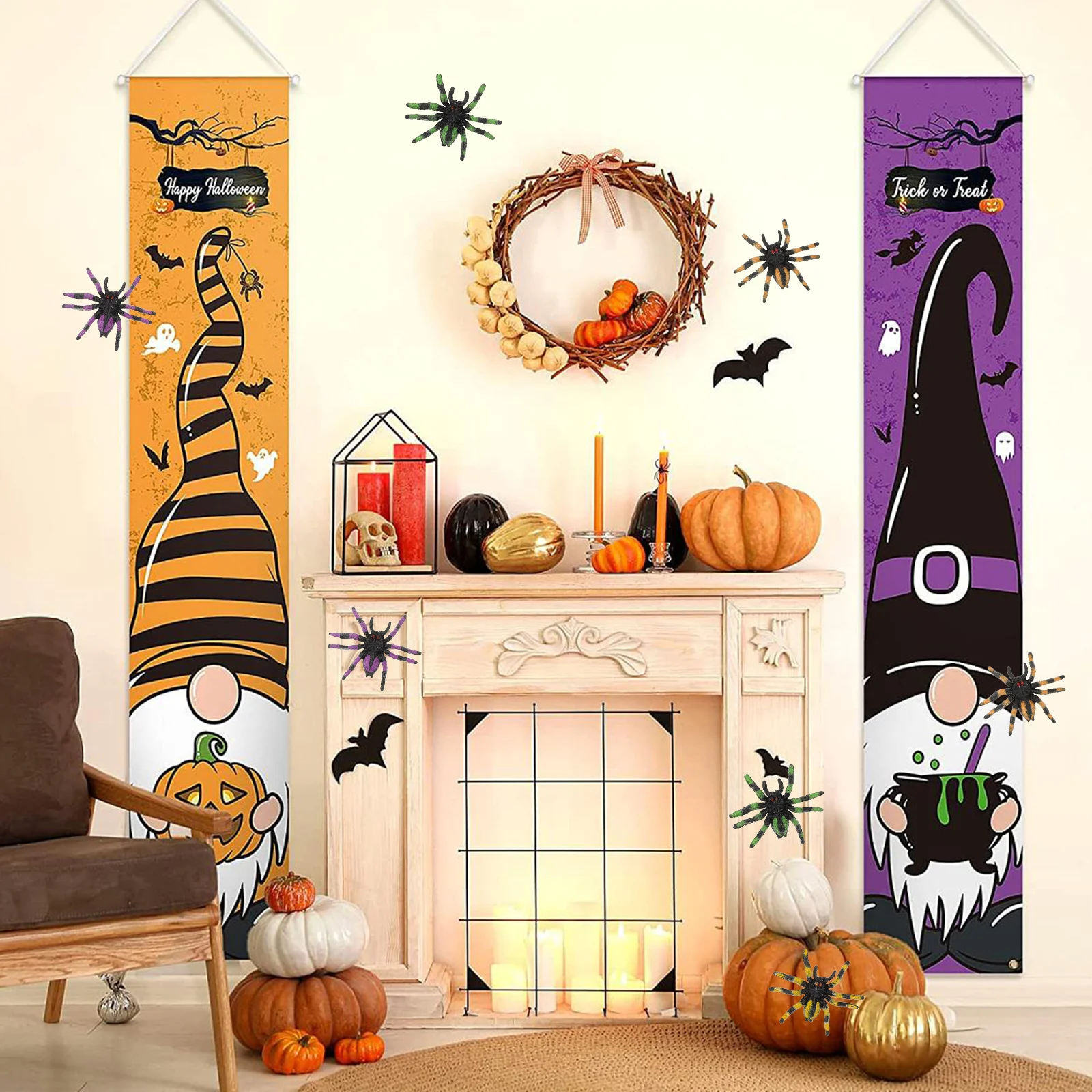 20 Stuks Halloween Spider Props 90Cm Spooky Decoratie Voor Tuin Home Office Halloween Kleine Spin Nep Harige Spinnen