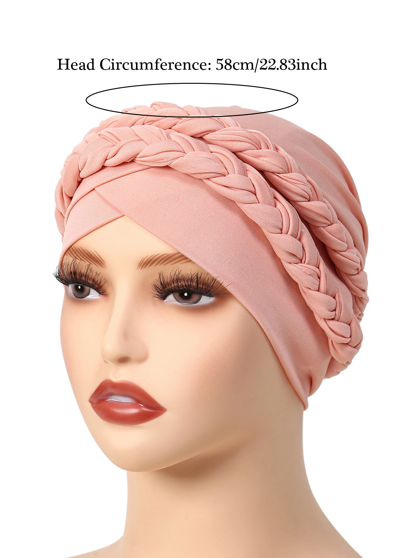 Solid Color Braid Women Muslim Hijab Caps Wrap Head Indian Turban Bonnet Fashion Headdress Islamic Clothing Accessories