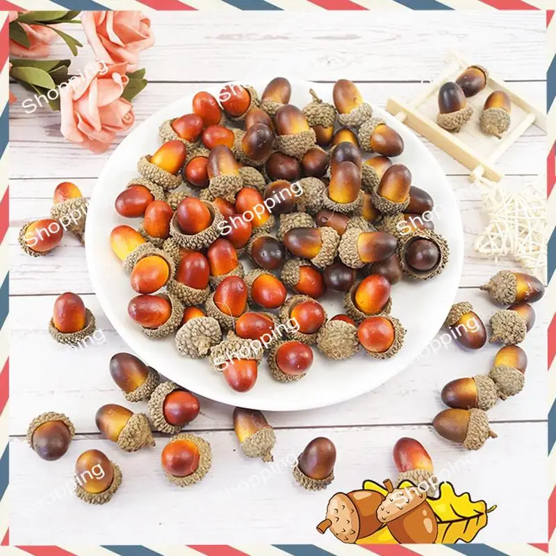 M20K 200 個ミニ人工ドングリ、秋の感謝祭ハロウィーンの装飾用の天然キャップ付きバルク、結婚式の装飾使いやすい