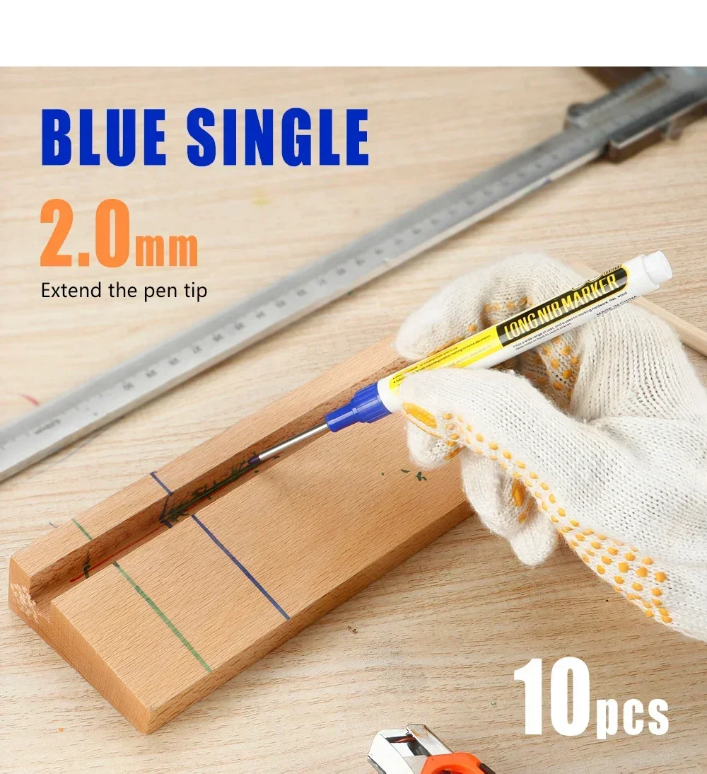 4/10 Stück 30 mm wasserdichte Tiefloch-Marker mit langer Kopfspitze, schwarze/blaue/rote/grüne Tinte für Zimmermannsstift, Mehrzweck-Holzwerkzeuge – Detail 11