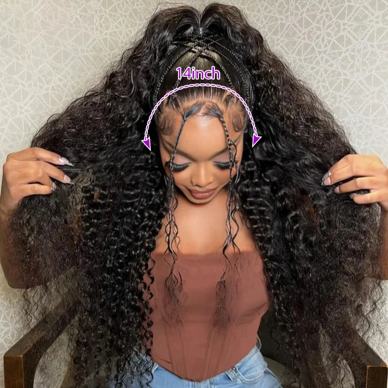 30 Inch 14x4 13x6 HD Lace Front Curly Wigs Human Hair Water Wave Transparent Lace Frontal Preplucked Raw Remy Wig For Women 220%