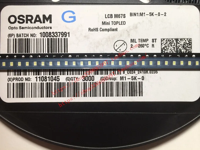 OSRAM-ceramiczny lodowy blękit, 50 sztuk, LCBM67S, SMD 0805/2214, światło, przyrząd samochodowy, koraliki do lampy LED