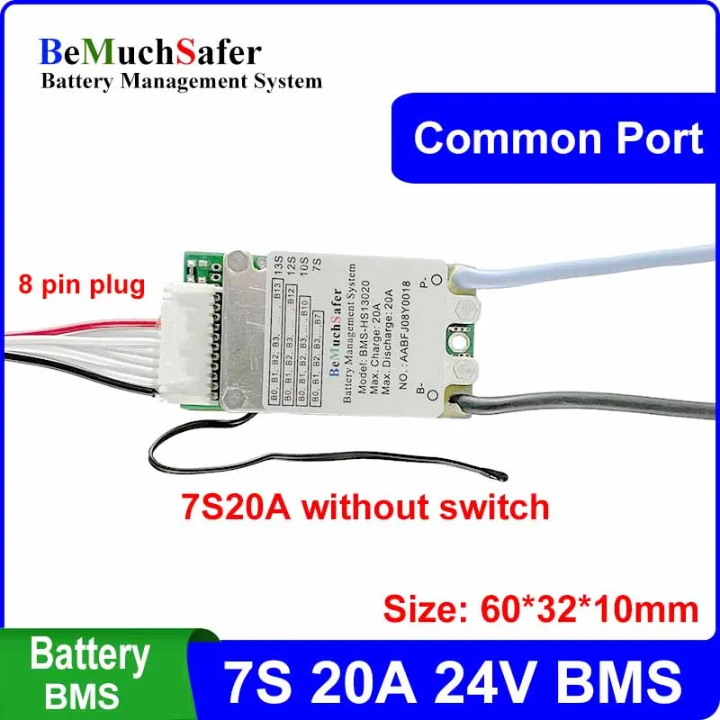 7S 10S 12S 13S 20A BMS Common Port With On/Off Switch Temperature Sensor 7S20A 10S20A 12S20A 13S20A 24V 36V 43.2V 48V for DIY