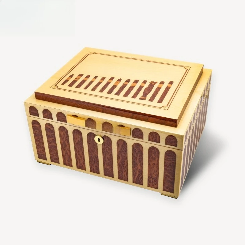 Moisturizing Box Safflower Pear Hard Maple Piano Lacquer Cedar Large Capacity Cigar Alcohol Box