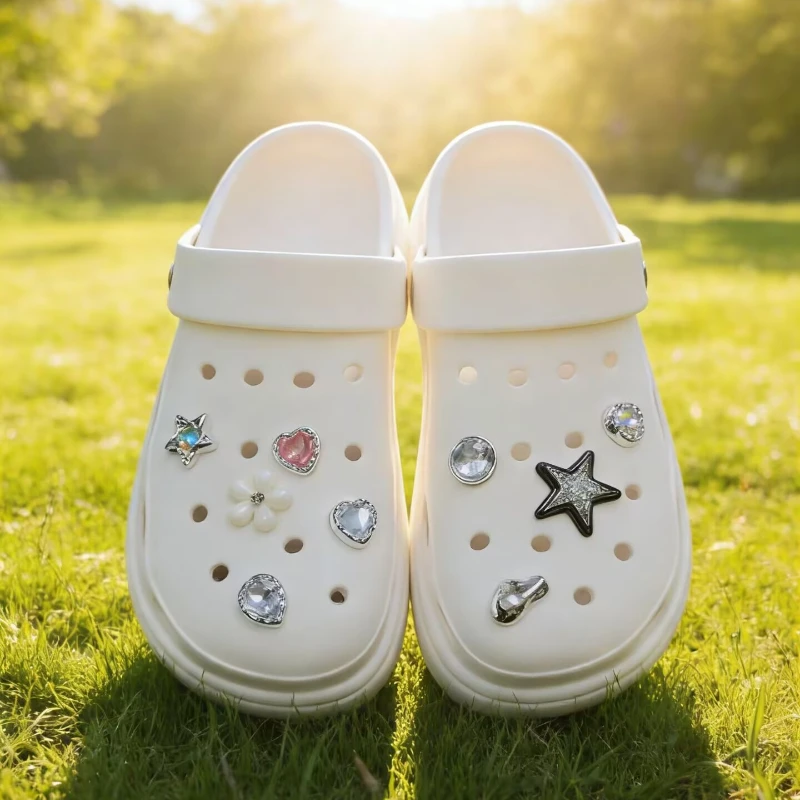 9PCS DIY Hole Shoes Charms Set Hot Sale Rhinestone Gemstone Handmade Designer Quality Garden Shoe Decorations Gift for Girls