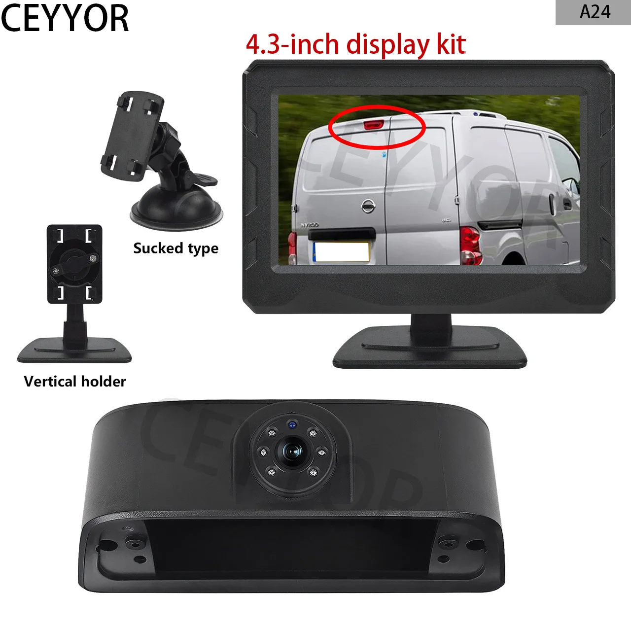 

Brake lights, reversing camera, 4.3-inch rear-view monitoring kit. Suitable for Nissan NV200 and Chevrolet City Express