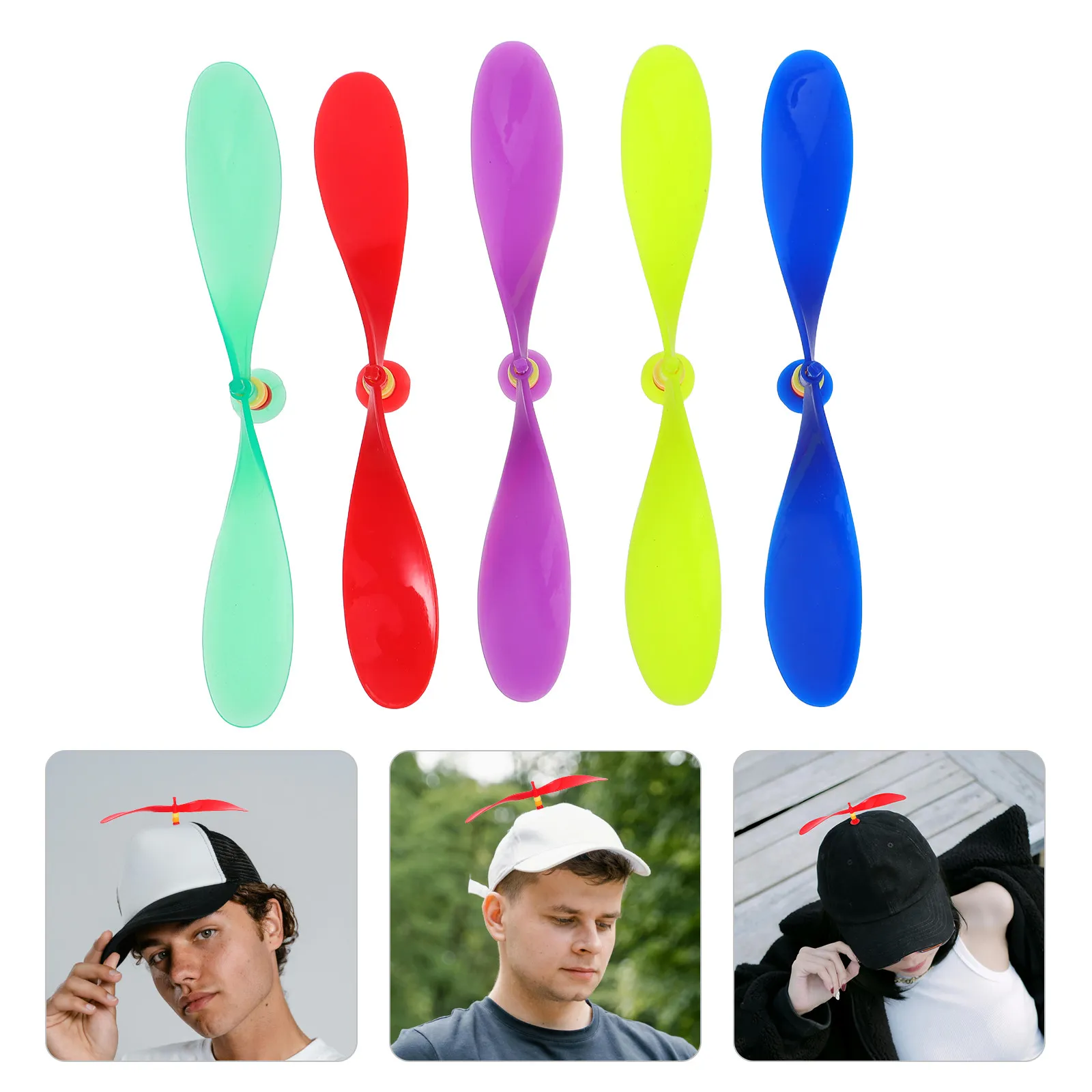5Pcs Detachable Dragonfly Hat Propeller Lightweight Spinning Propeller Accessory for Baseball Caps Party Outdoor Costume Events
