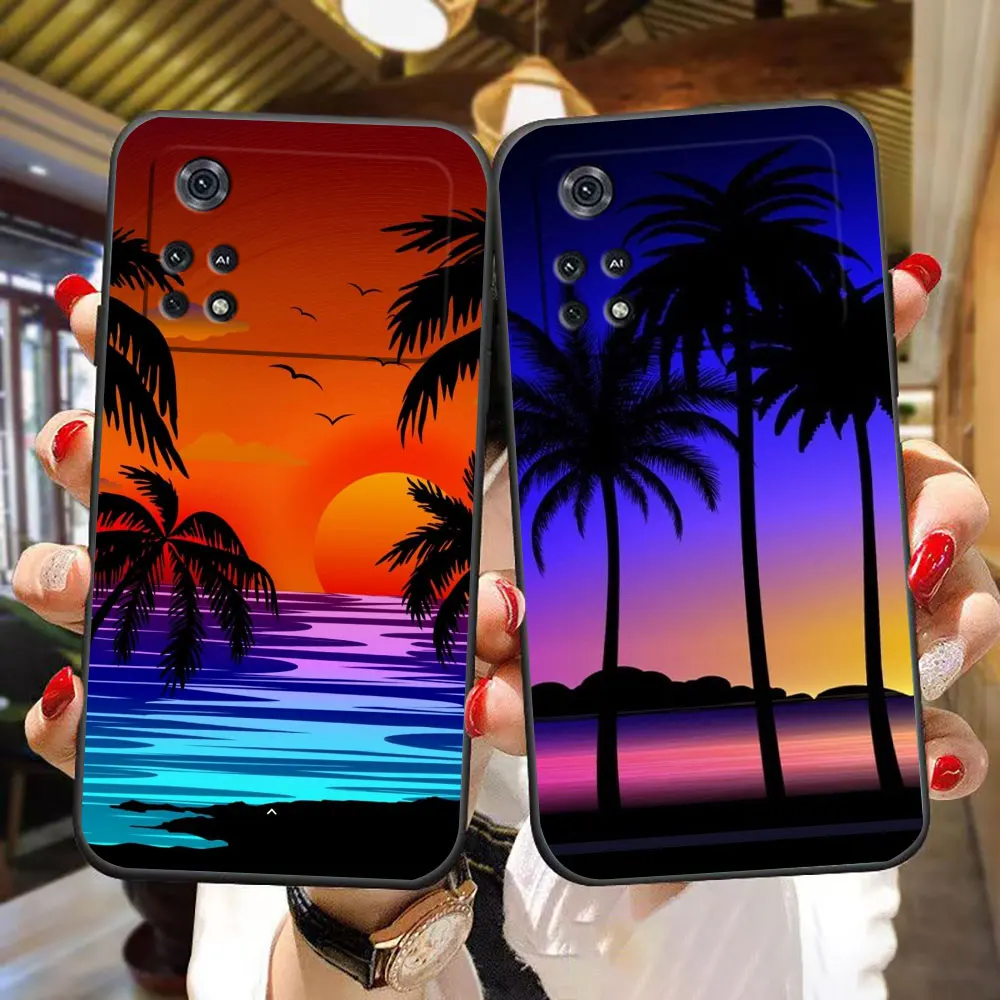 Summer Beach Coconut Tree Phone Case For Xiaomi 10T 11 11T 12T 13 13T 14 Poco X5 X4 X3 M6 M5 M4 M3 F6 F5 F4 F3 GT NFC Case Funda