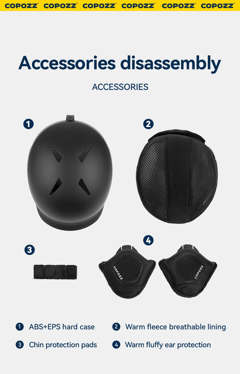 COPOZZ Zertifizierter Skihelm für Ehemann, integral geformter Snowboardhelm mit magnetischem Bukcle, Motorrad, Schnee, Herren, Damen, Erwachsene – Detail 10