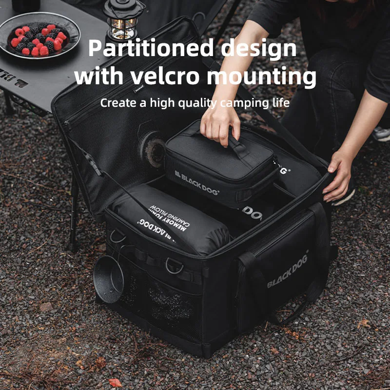 Black Dog Outdoor Camping Storage Bag Large Capacity Collapsible Storage Bag Gas Canisters Picnic Cooking Utensils Bag