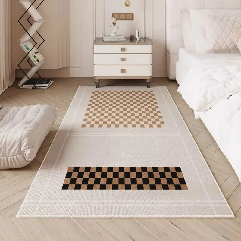 Long Rectangular Household Rug, Decorative Floor Mat for Master Bedroom Bedside & Living Room Coffee Table