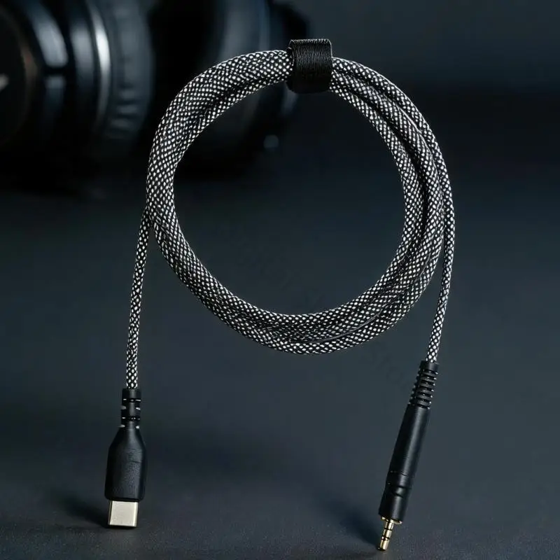 96BA geflochtenes Headset-Kabel, USB C auf 2,5 mm Kabel für GSP350 GSP500/600/670 Kopfhörer für Gaming-Voice-Chat, Heimarbeit – Detail 3