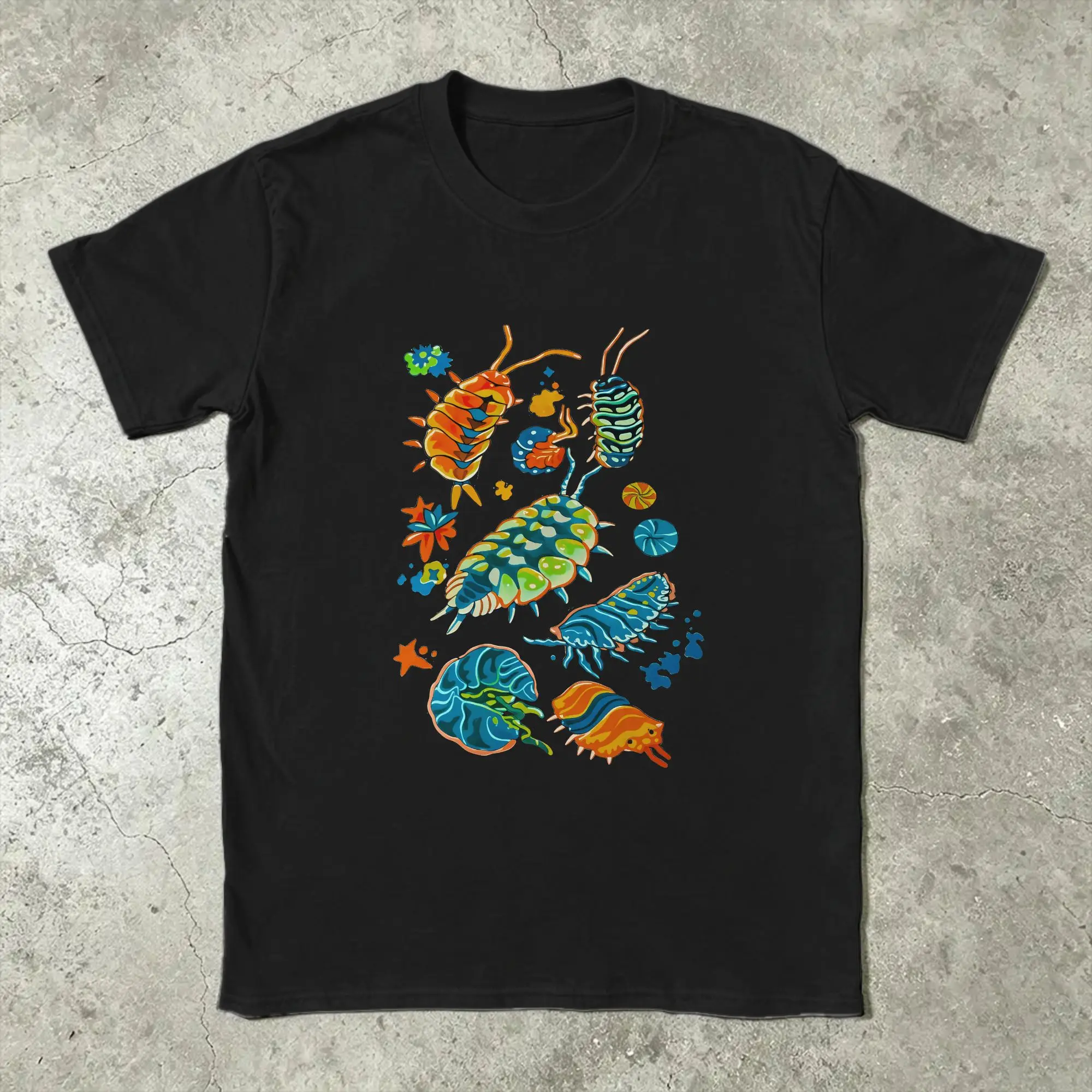 Colorful Insect Patterns Isopod Collection T Shirt Summer  Hipster T-Shirts Men's Pure Cotton O Neck Oversize Tops