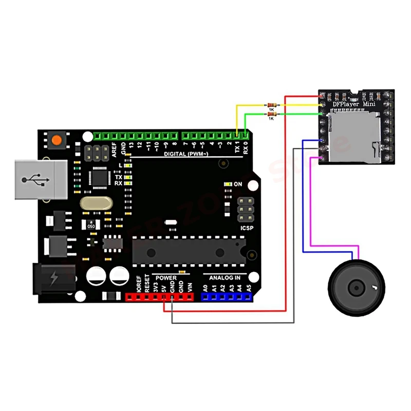 4PCS YX5200 DFPlayer Mini MP3 Player Audio Module MP3 Voice Decode Board with Jump Wire Kit for Arduino