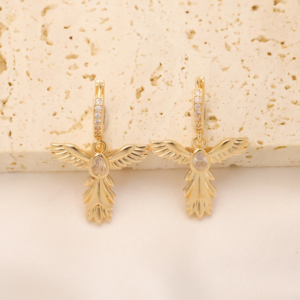 

1 Pair Simple Geometric Wings Dangle Earrings for Women Zirconia Earring Jewelry Wedding Party Accessories