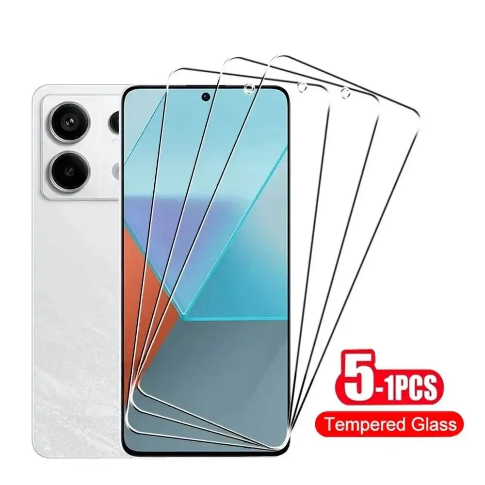

5PCS For Xiaomi 13 Protective Tempered Glass On Redmi Note 14 12 11 10 9 Pro Plus 5G Screen Protector