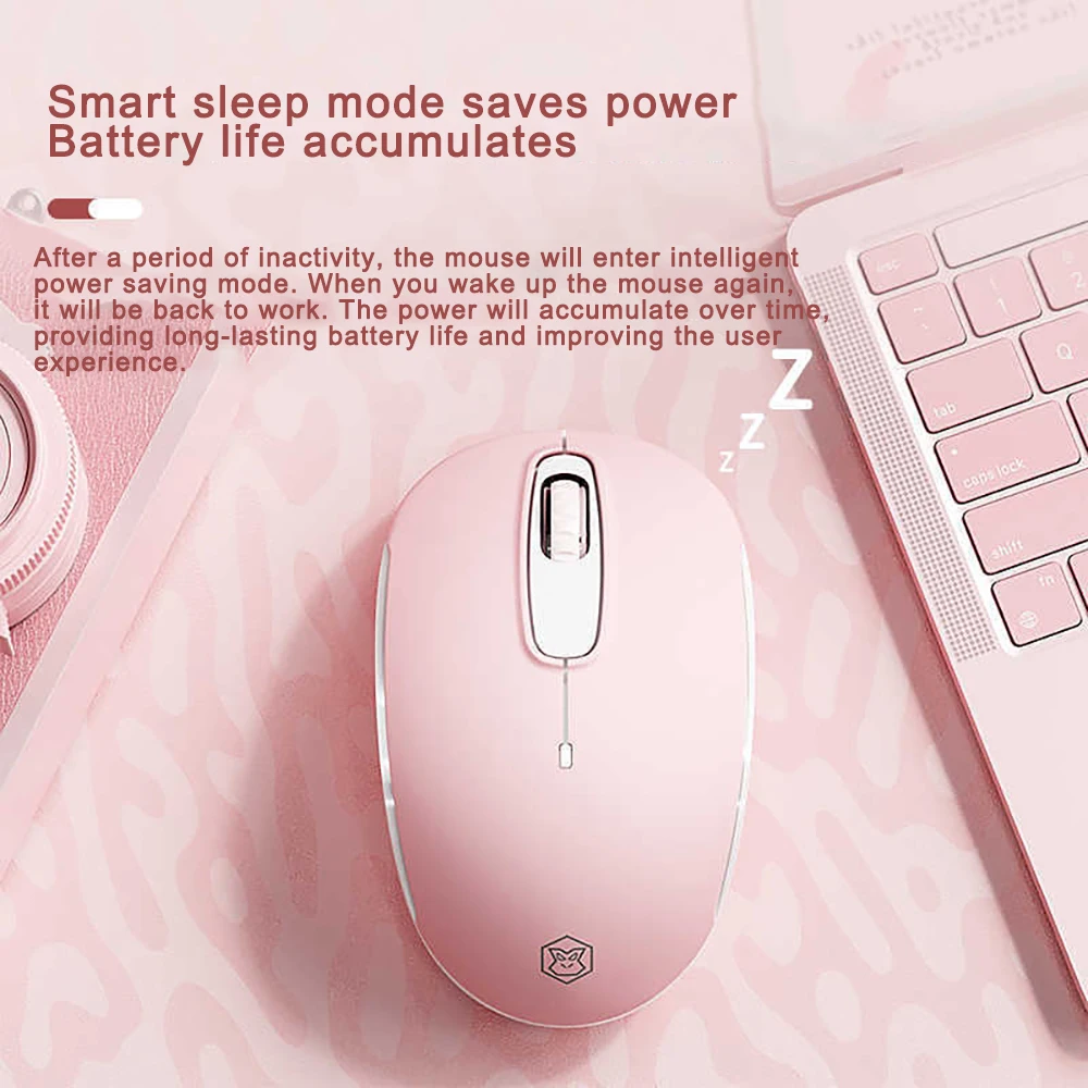 

Q12 Wireless Bluetooth Mouse Mute Pink Notebook Office Tablet Universal Portable Computer Mouse 2.4G Receiver Wireless Mouse PC