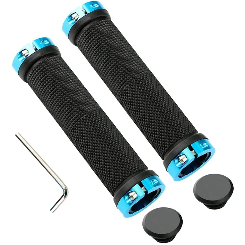 Hot AD-Bike Handle Grips, Aluminium Double Lock Bicycle Grips, Mountain Bike Handlebar Rubber Bicycle Handle Protector