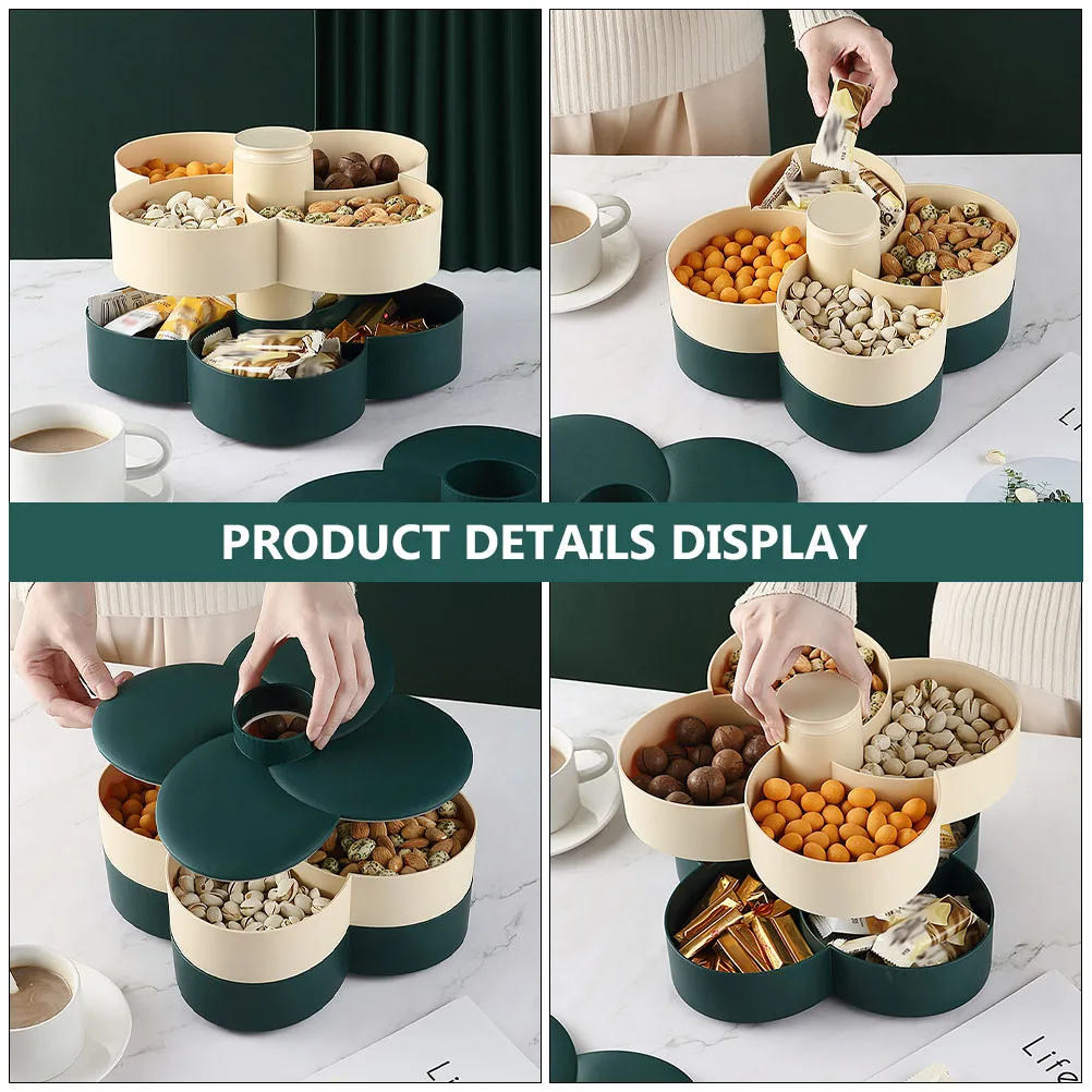 

Double Candy Box 2 Layers Storage Tray Food Tray Fruit Plate Dessert Snack Organizer Waterproof Sealed PP Easy Clean Home