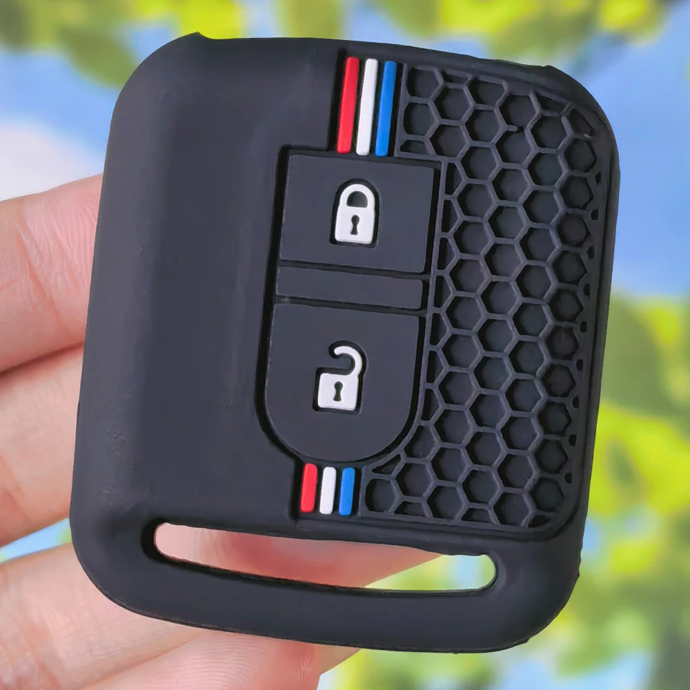 Stylish Racing Stripe Honeycomb 2 Buttons Key Cover for Nissan Qashqai Micra Navara Almera Note Primera Sunny, remote key case