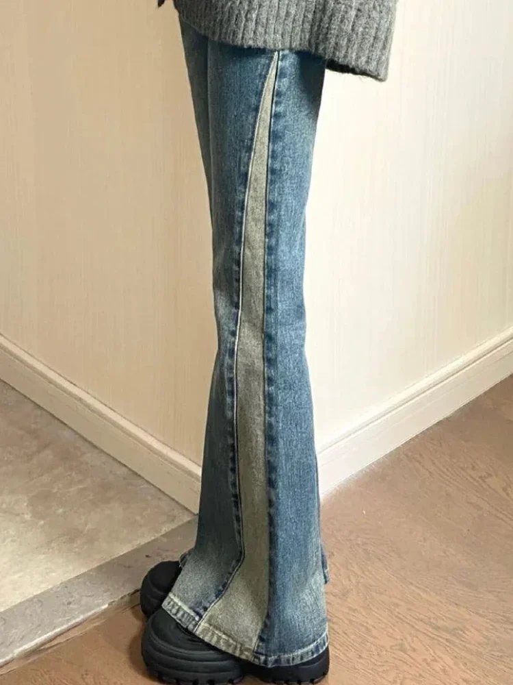 Flare กางเกงยีนส์ผู้หญิงเซ็กซี่ Paneled ความงามฤดูร้อน Lady Vintage กางเกงเอวสูง Feminino All-match เกาหลีสไตล์เรียบง่ายทุกวัน