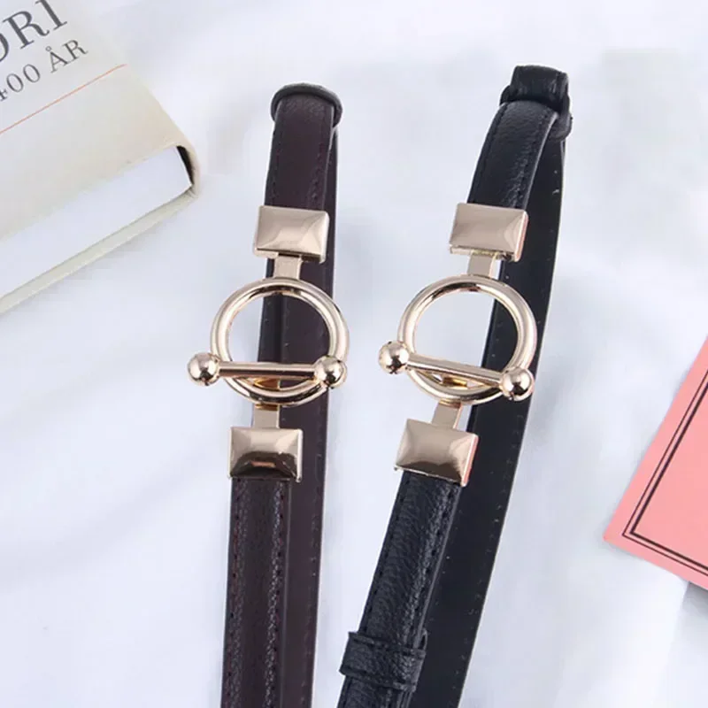 Fashion Luxury Golden Buckle PU Leather Belt Female Jeans Dress Decoration Waistband Casual Metal Black Waist Belt Accessories