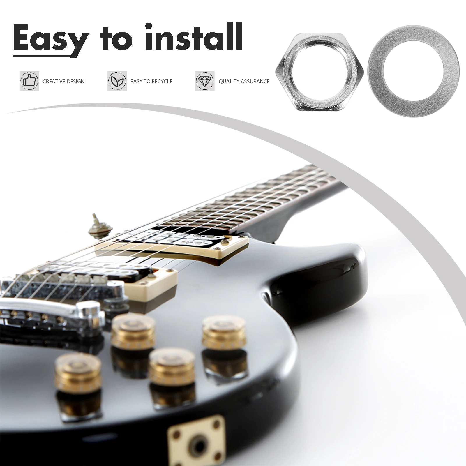 

1 set 1 Set Input Jack Nut Replacement Metal Washer Potentiometer Accessories Guitar Parts Gasket Nut Set Professional Guitar