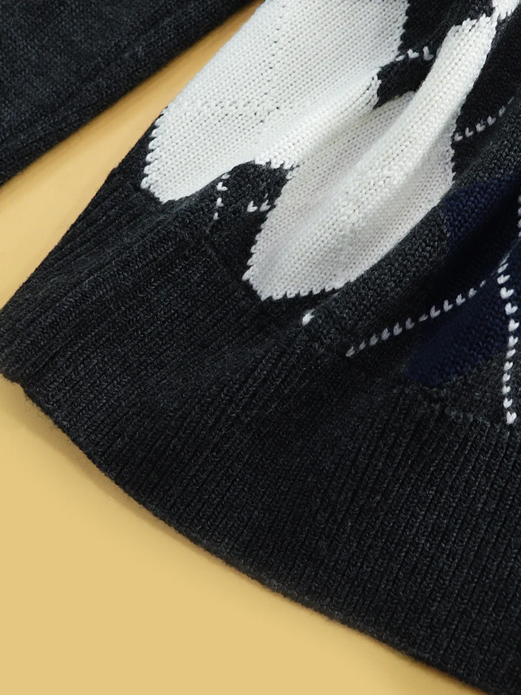 Early Spring Pre- Heidd SP2026 Women's Knitted Sweater Full Cotton Wool Diamond Patterned College Style round Neck Long...