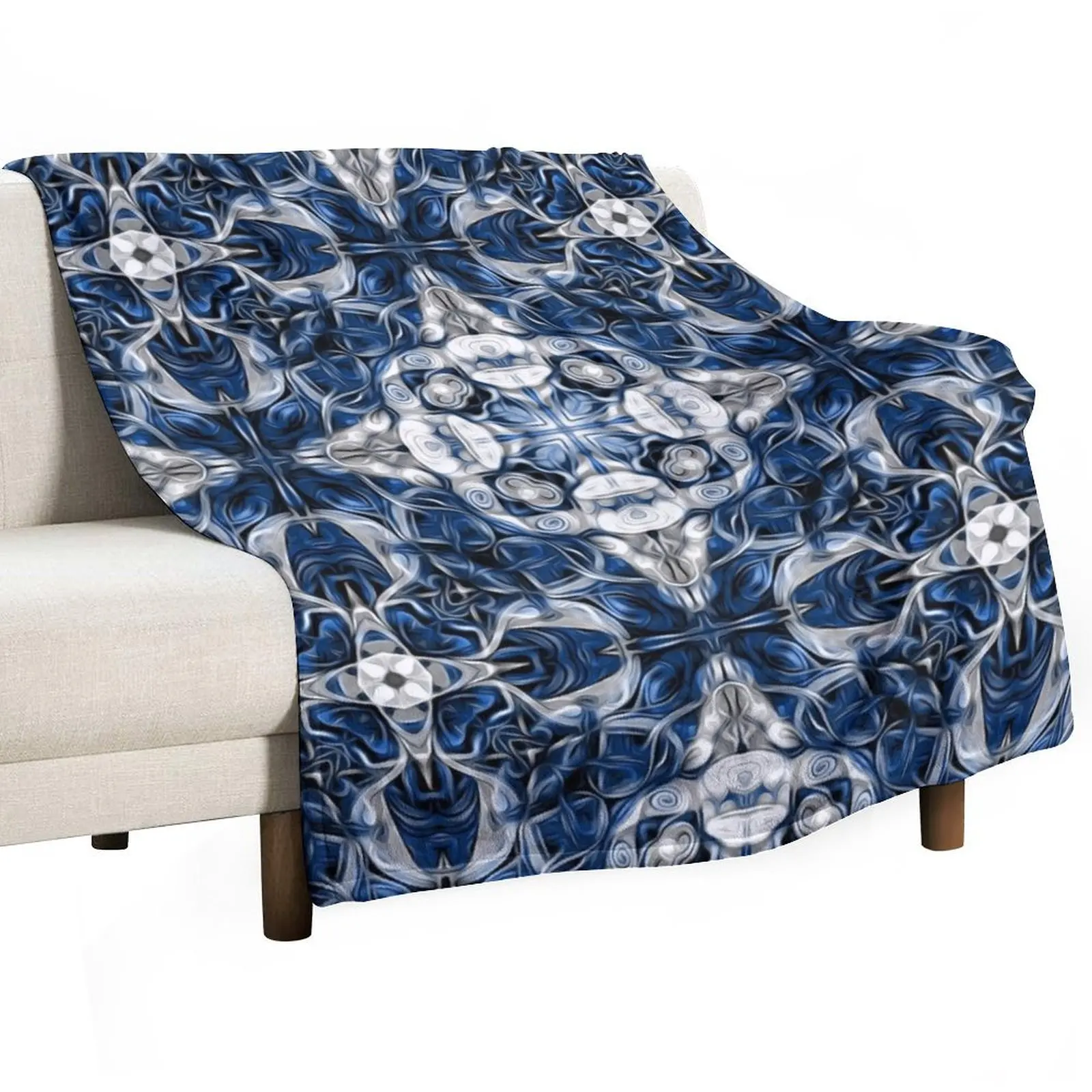 

Luxury, elegant, vintage, ornamental, pattern, blue and white Throw Blanket Multi-Purpose Furry Blankets