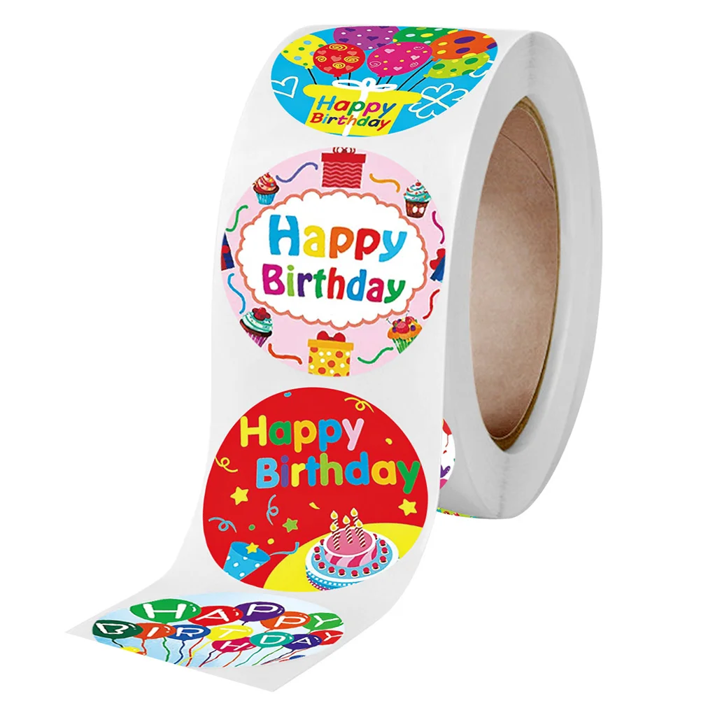 Sticker Happy Birthday Stickers The Gift Party Favor Label Copper Plate Round Bag