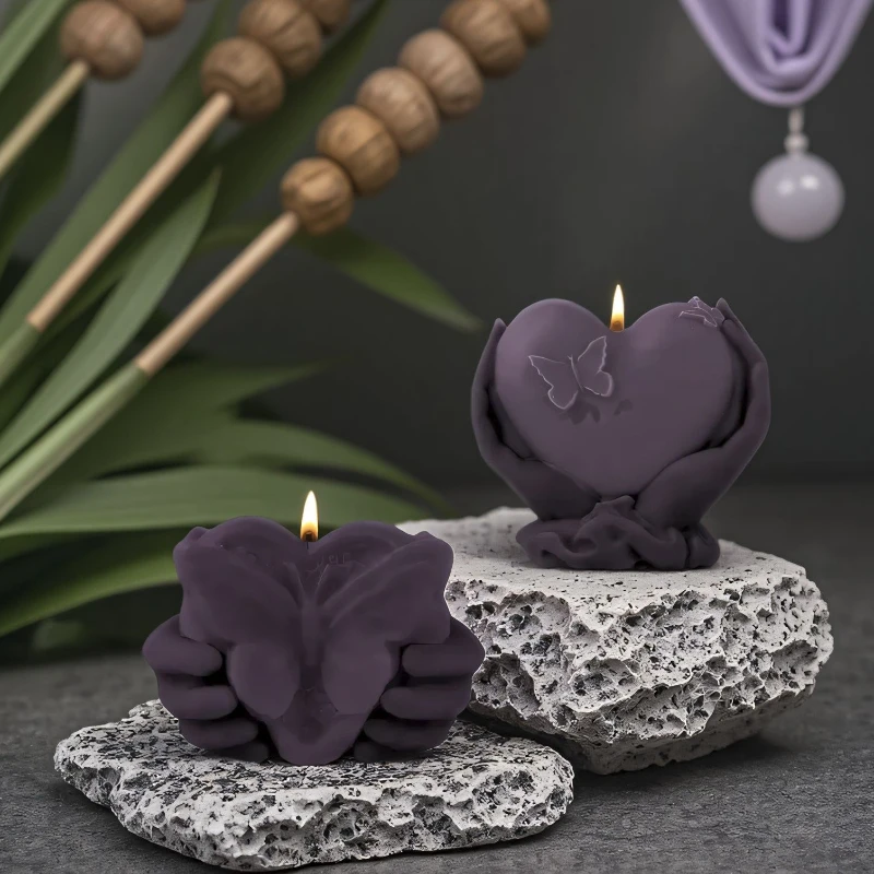 

Силиконовая форма для ароматерапии в форме сердца, сделай сам, рука, держит сердце, рельефная любовь, бабочка, мыло, смола, гипсовая форма, домашний декор