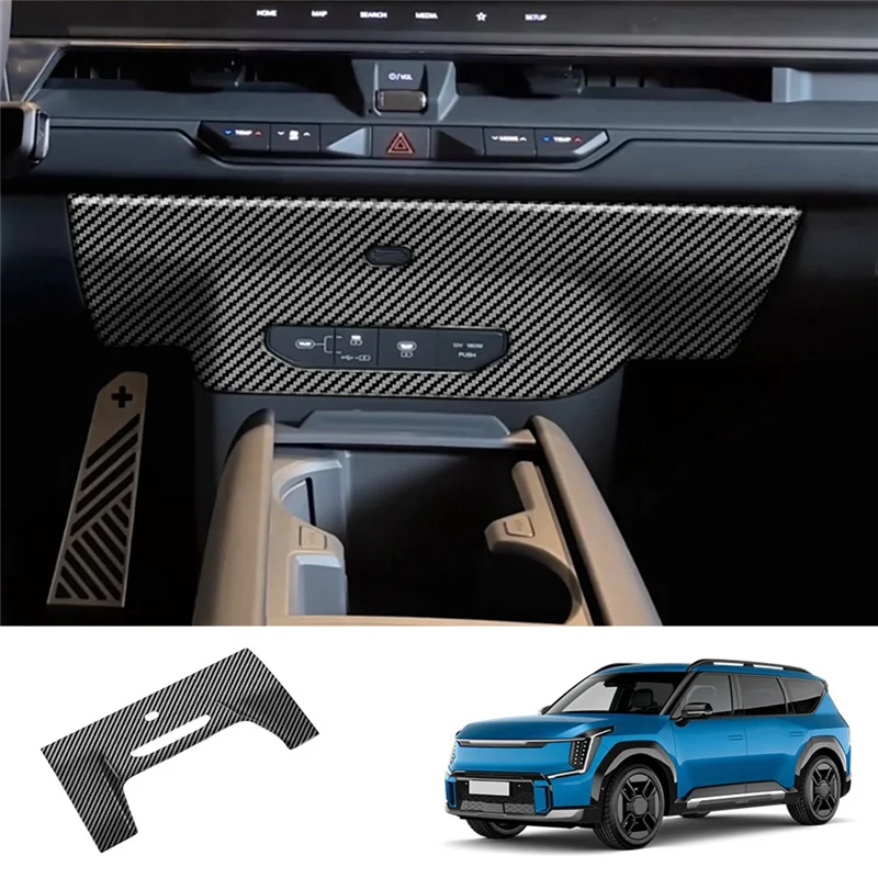 

ABGR-автомобильная USB-наклейка на панель зарядки для Kia EV9 2023 2024, нижняя панель центрального управления воздуховыпускным отверстием из углеродного волокна