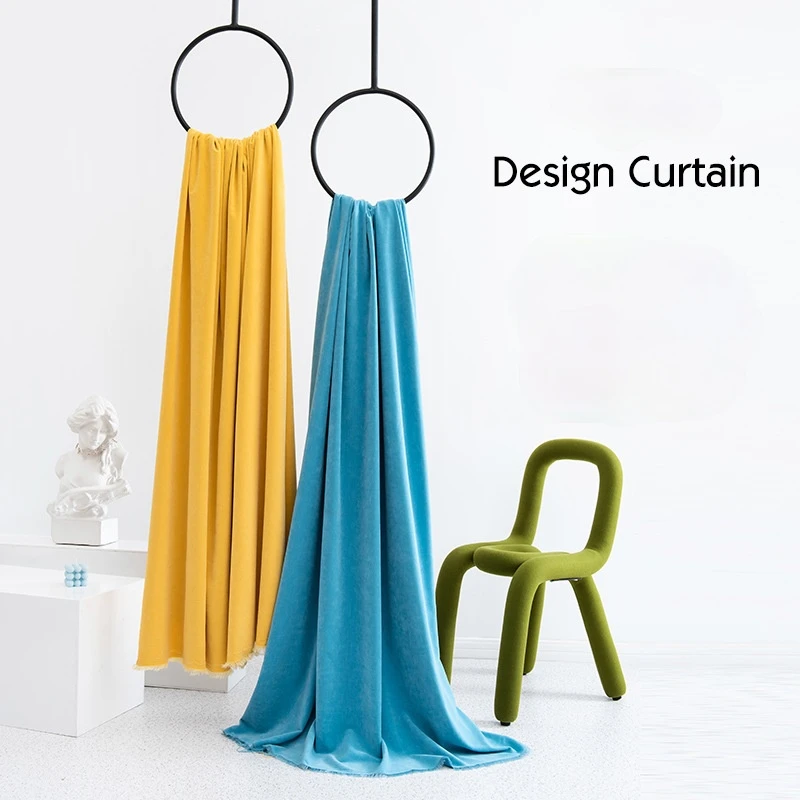 

Luxury Velvet Curtains for Living Room and Bedroom, Nordic Solid Semi Blackout Curtain, Insulating Blinds, Thick Drapes