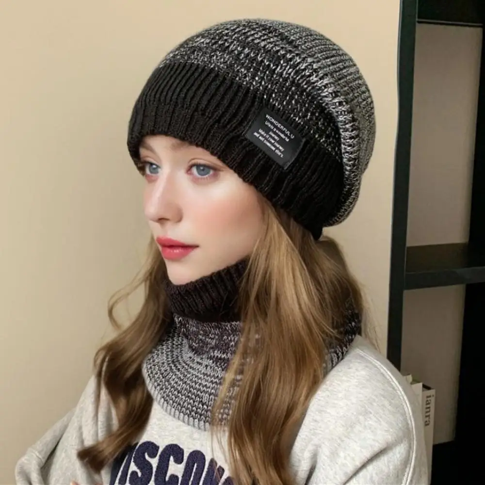 Heißer Verkauf Plüsch Fell Gefüttert Warme Winter Hüte Stilvolle Farbverlauf Beanie Hüte Für Frauen Mode Im Freien Slouchy Ski Warme Set