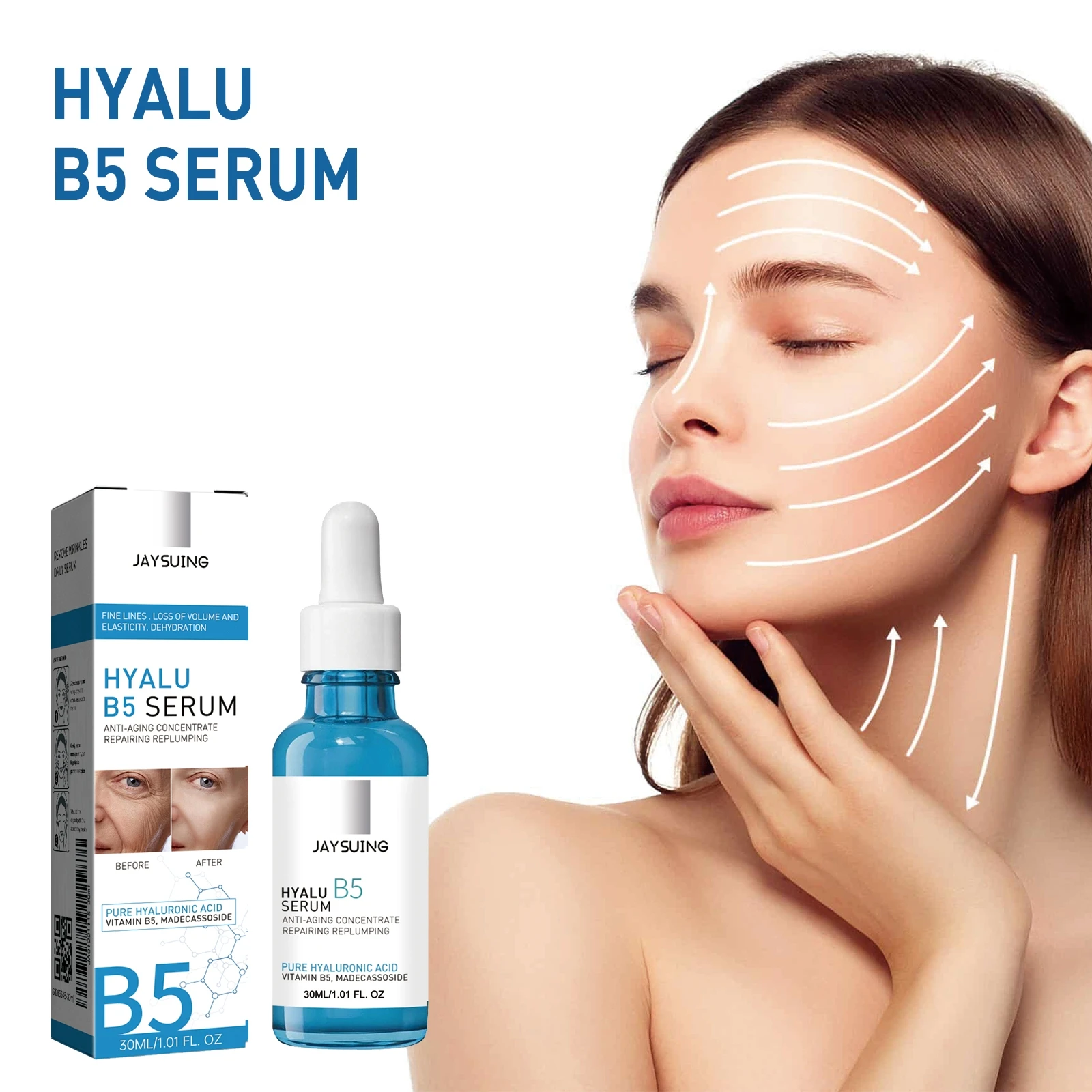 JAYSUING HYALU B5 Serum Anti -Wrinkle Collagen Instant Face Tightening Fade Fine Lines Hydrating for Plumping