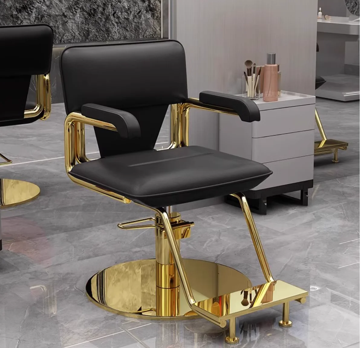 Barber shop chair, stainless steel rotatable hair salon specific hair cutting chair