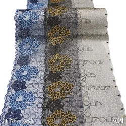 1 Yard Blue Handmade DIY Clothing Accessories Wedding Floral Embroidery Lace Fabrics Curtains Sofa Sewing Lace Trim 18cm wide