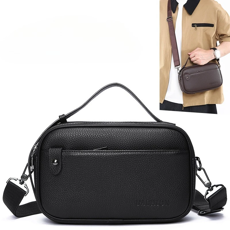 Portable Hand‑held Crossbody Messenger Bag Multi‑Zipper Pockets Adjustable Strap Casual Shoulder Pack for Daily Work Travel