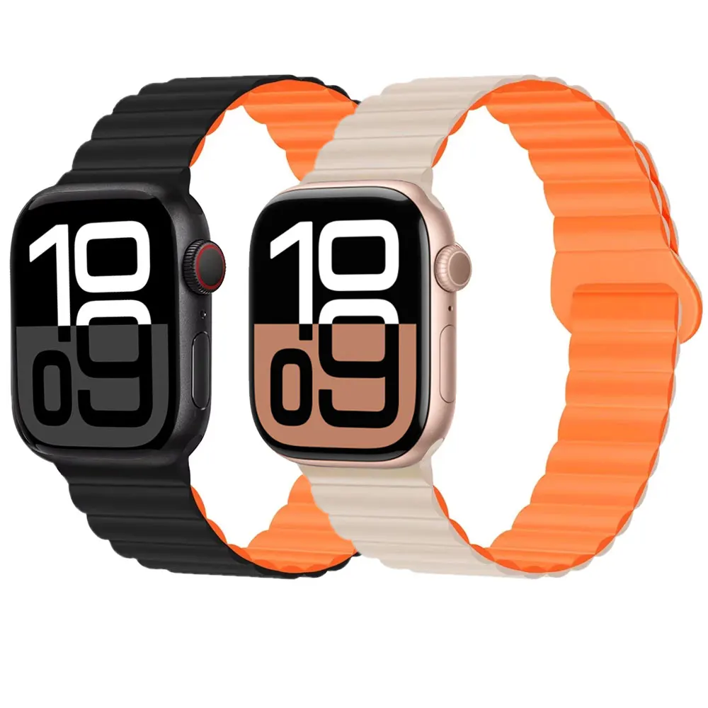 Band voor Apple Horlogeband 49 mm 45 mm 41 mm 44 mm 40 42 38 mm Siliconen armband Magnetische polsband voor Iwatch Series 10 9 8 Uitra 7