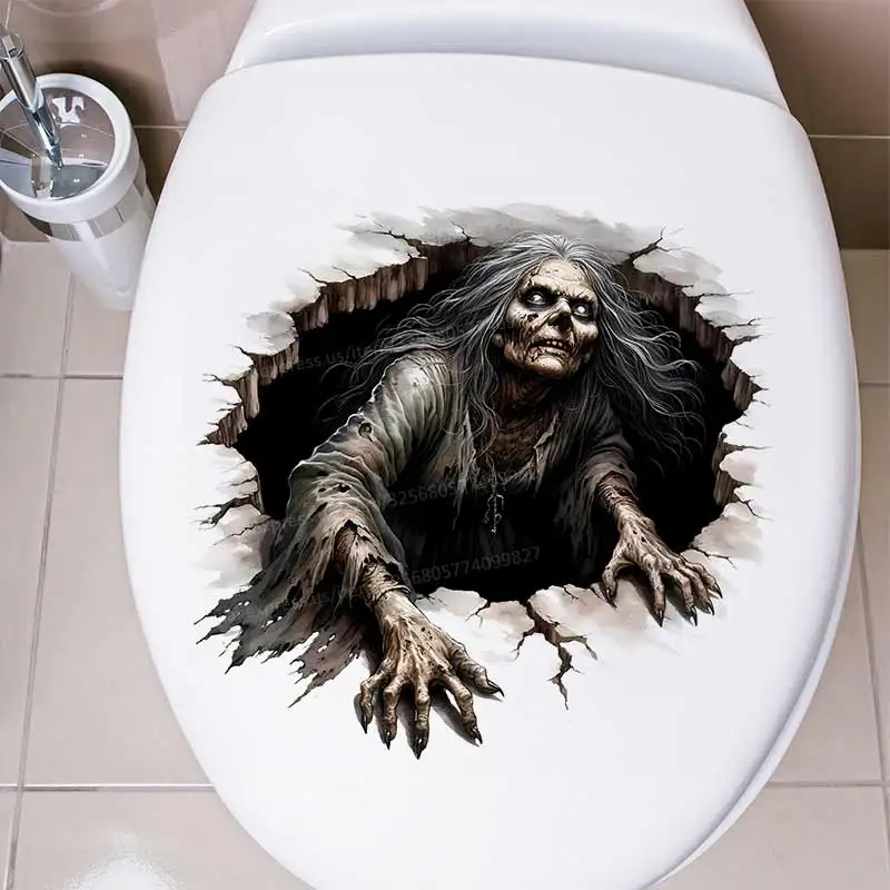 Spooky Witch Fantasy Witchcraft Halloween Wall Sticker Bathroom Toilet Decor Living Room Cabinet Home Decoration M1338