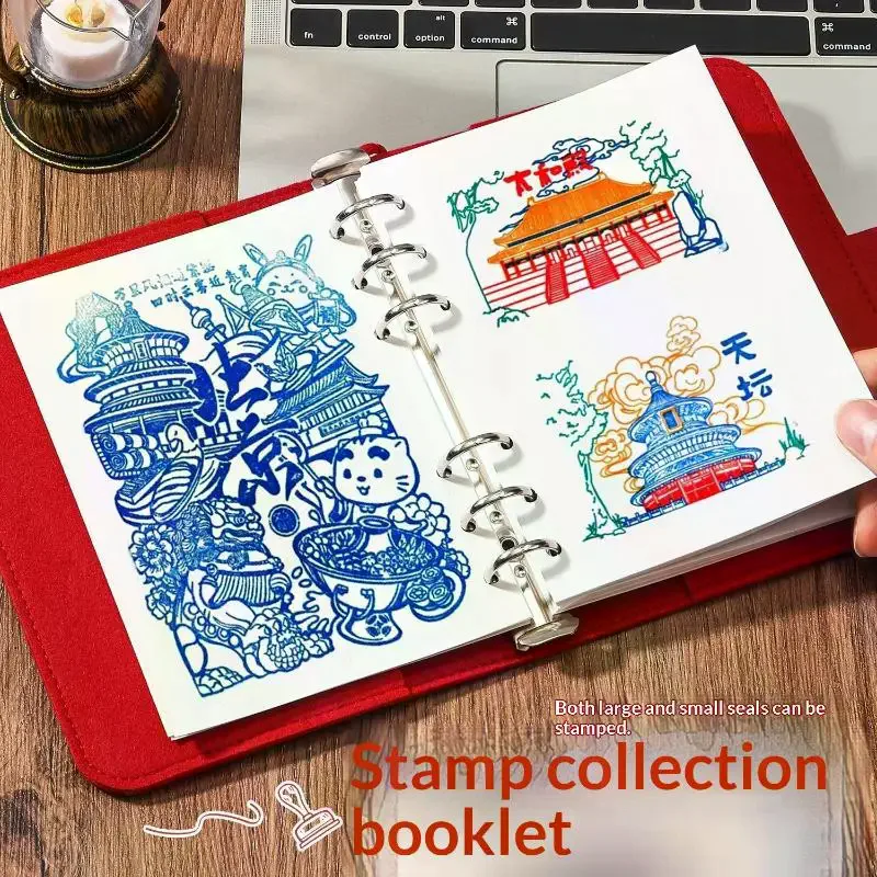 Felt Travel Stamp Book Scenic Spot Check-In Creative Notebook Beautiful Souvenir Stamp Card Book Blank Inside Pages