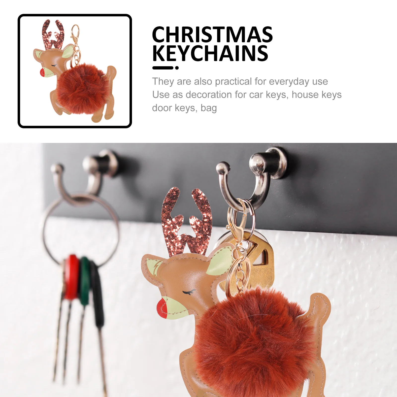 

2pcs Christmas Bag Charms For Handbags Keychain Pendant For Bag Car Keys Purse Charm Backpack Decor Aesthetic Key Ring Gift