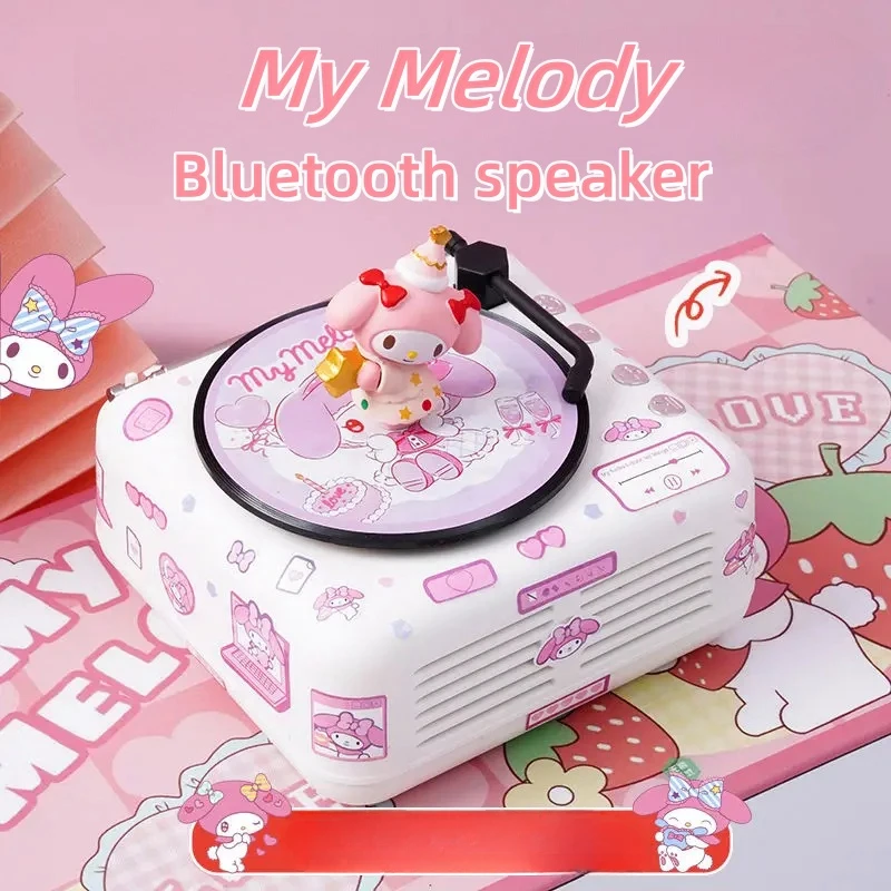 

Sanrio Hello Kitty My Melody Cinnamoroll Kuromi Bluetooth Speaker Kawaii Anime Character Accessory Record Player Girl Gift