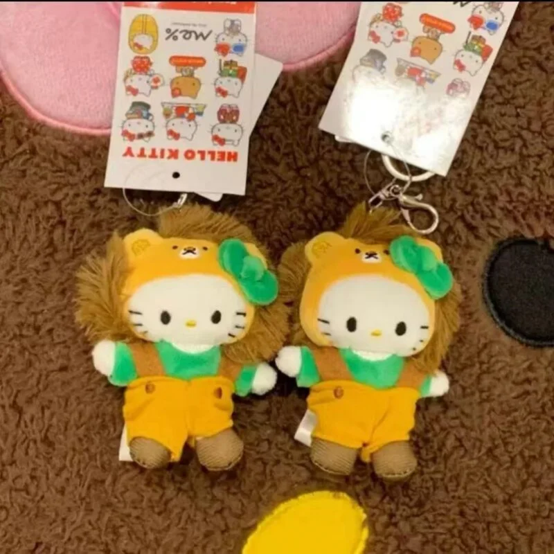 

Approximately 8Cm Sanrio Hello Kitty Cross Dressing Lion Cub Pp Cotton Filling Keychain Backpack Decoration Pendant Girl's Gift