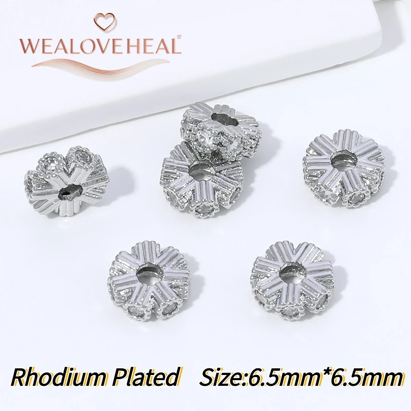 2/4 Stück 18K vergoldete Messing-Doppelseitige Zirkon-Vierblattklee-Abstandshalterperlen für DIY Armband- und Halsketten-Schmuckherstellung – Detail 23