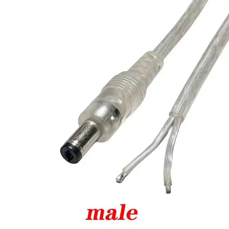 0.2m 1m 2m trasparente DC maschio femmina adattatore di alimentazione cavo Pigtail 5.5x2.1mm 5v 12V connettore 22AWG 3A cavo per luce di striscia a