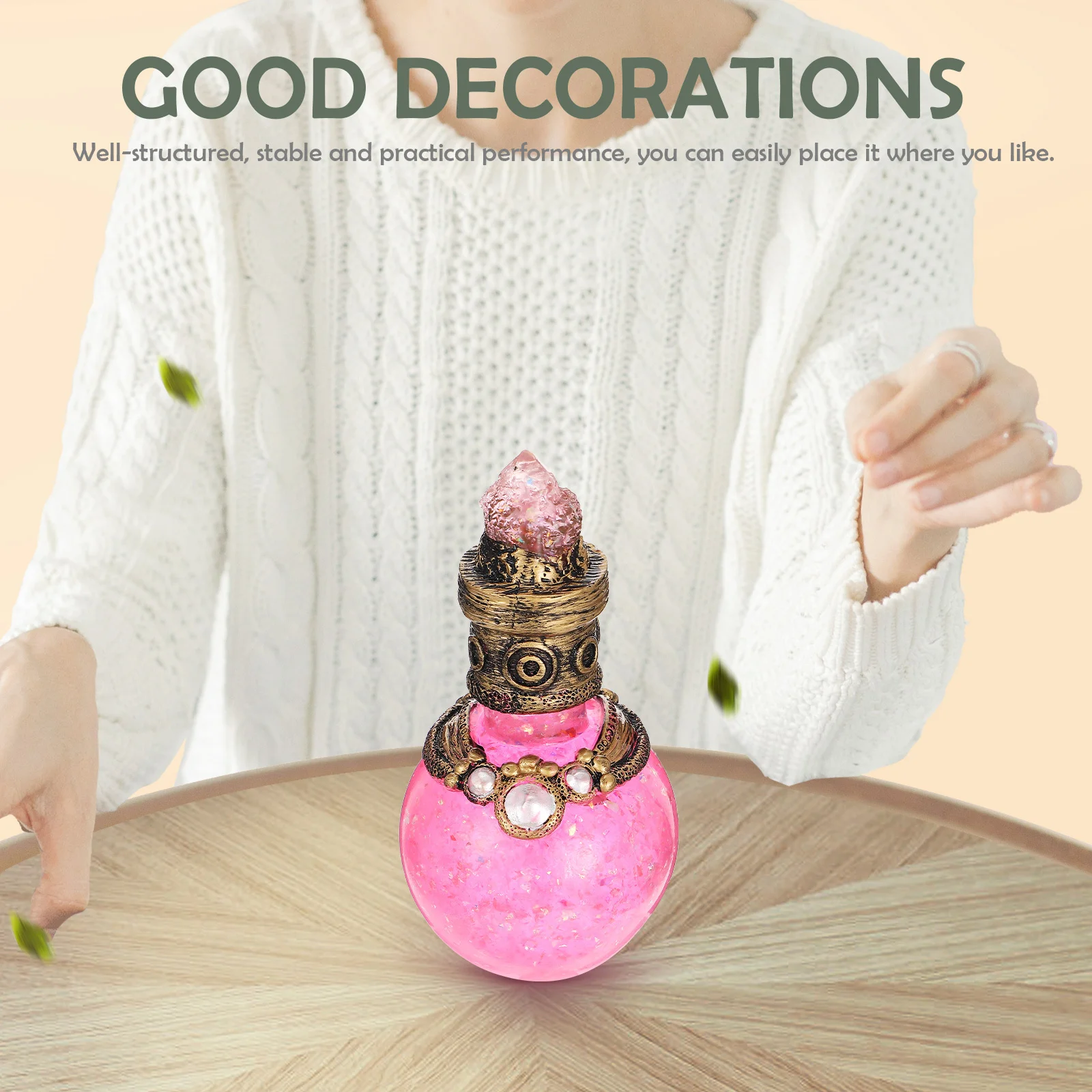 

1pc Resin Craft Shiny Bottle Ornament For Home Desktop Entryway Desktop Adorn Mermaid Gift Girls Party Supply