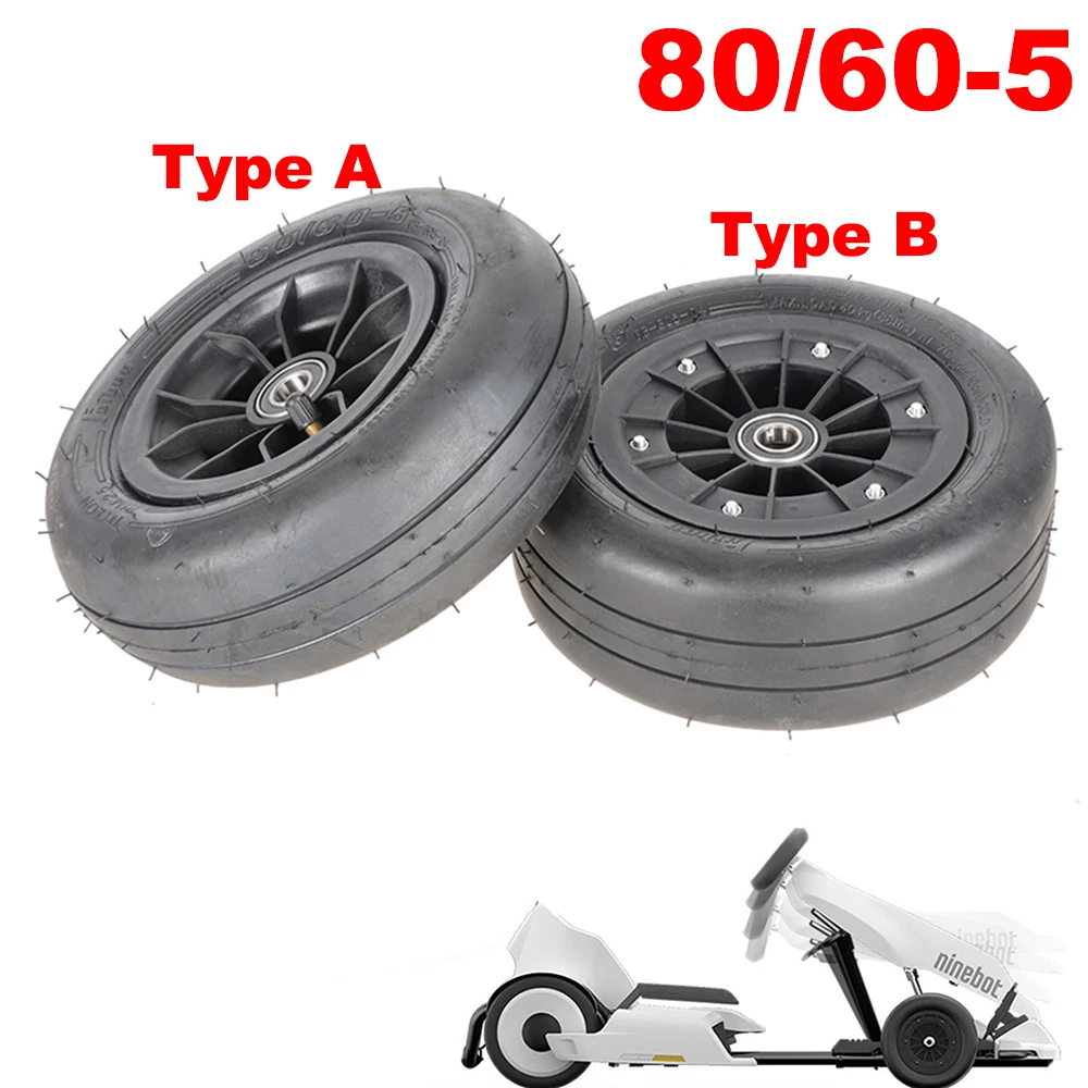 Pneu sem câmara de ar de 80/60-5 rodas com cubo de roda para ninebot mini pro karting rodas dianteiras de kart elétrico para crianças
