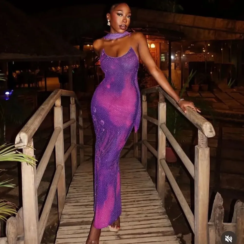 Abiti lunghi con stampa elegante attillata europea-americana Abiti lunghi da donna Moda Clubwear Abiti da sera senza maniche aderenti